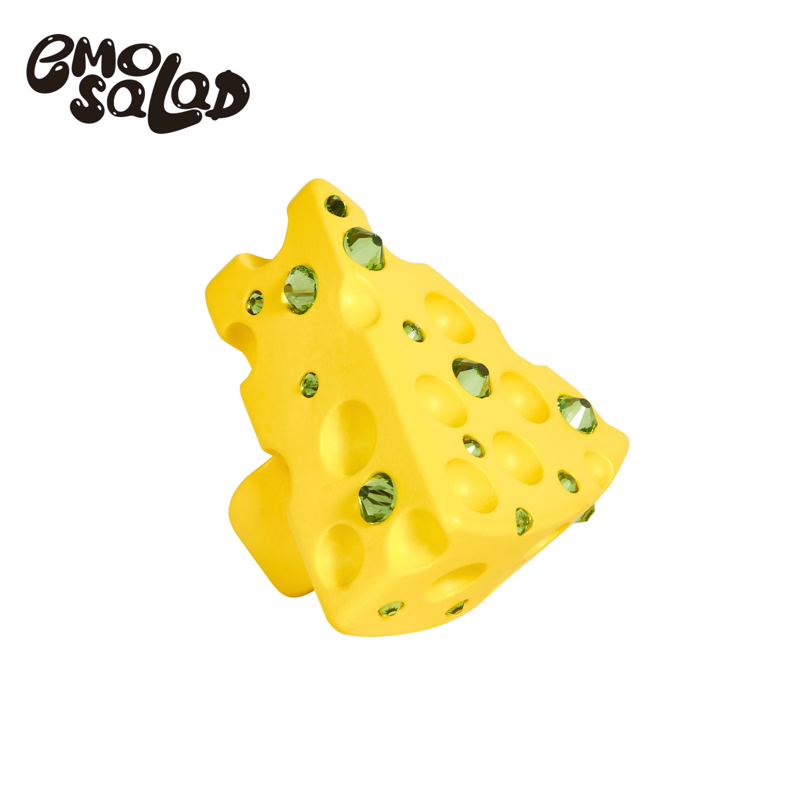 官方emo salad 3D打印表情包 亮钻奶酪戒指 原创设计 Cheese ring
