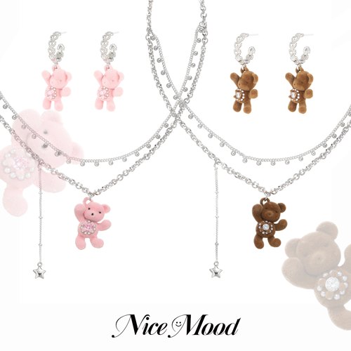 NiceMood抱抱熊项链女锁骨卫衣链