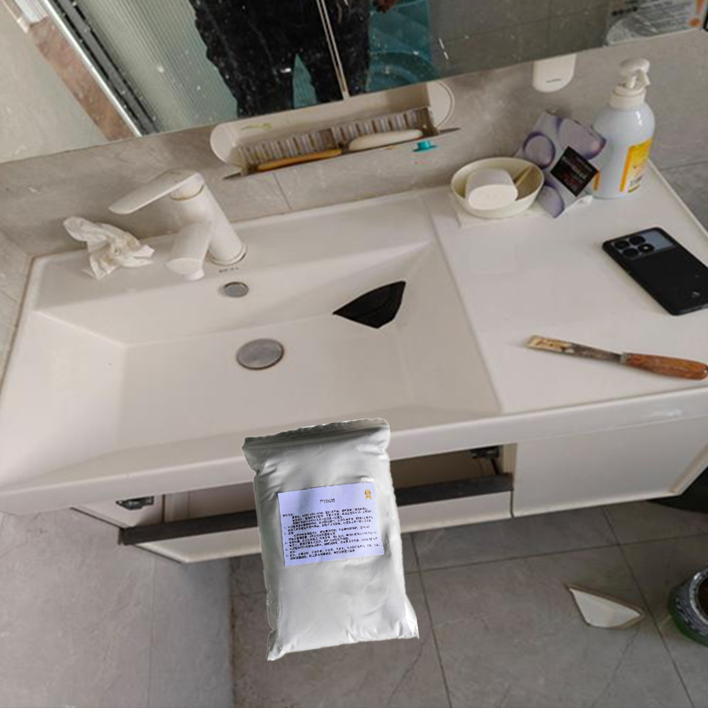 陶瓷洗手盆瓶子掉落砸破洞修补胶