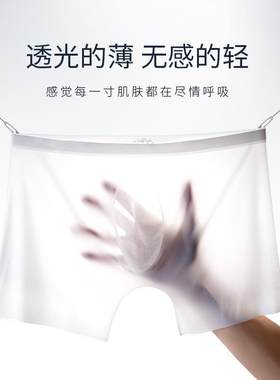 冰丝内裤男士性感暴露超薄透明情趣全透走光网纱蕾丝透视男生四角