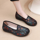 春夏女平底防滑休闲一脚蹬百搭老人妈妈鞋 软底奶奶鞋