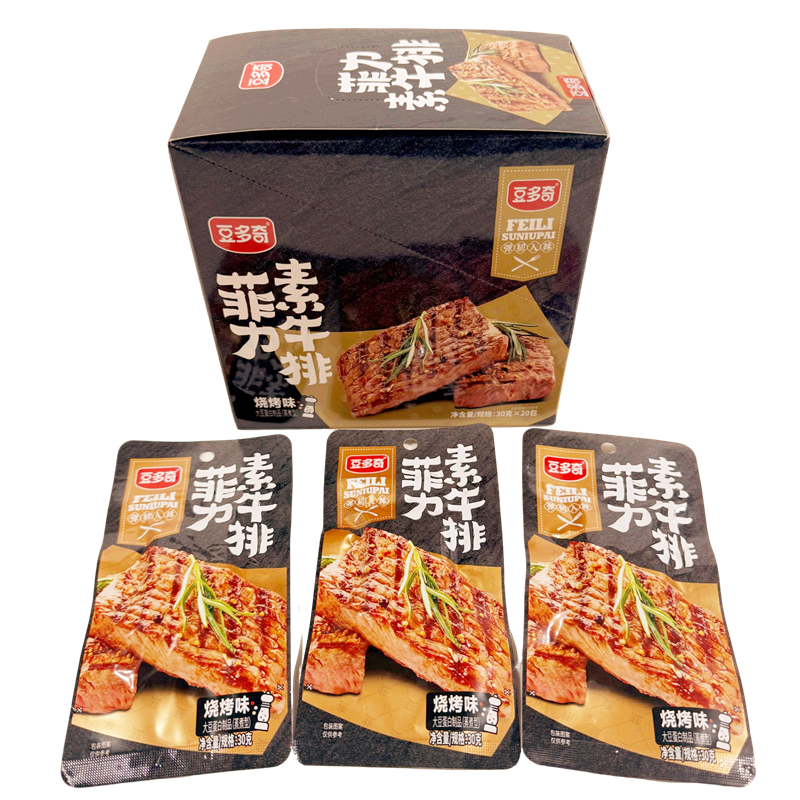 豆多奇菲力素牛排香辣味烧烤味手撕素肉加量装追剧配餐网红零食