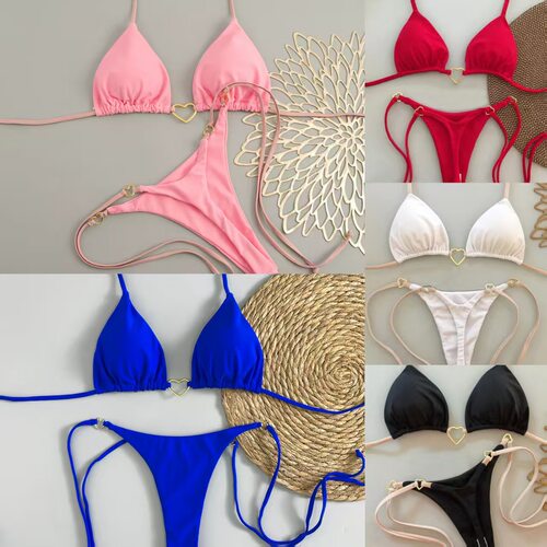 bikini金属挂脖聚拢比基尼巴西