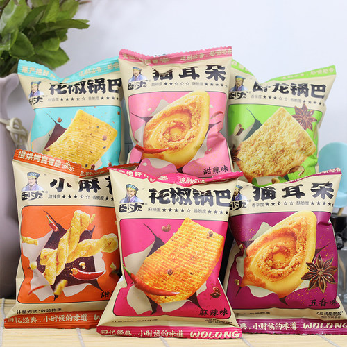 卧龙锅巴小麻花猫耳朵小包装零食500g散装花椒锅巴五香味香酥小吃