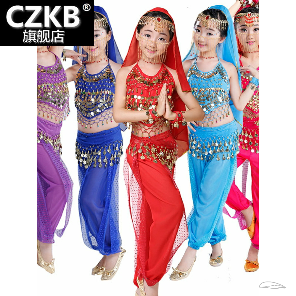 儿童印度舞演出服天竺少女肚皮新疆幼儿园民族舞蹈表演服装女童