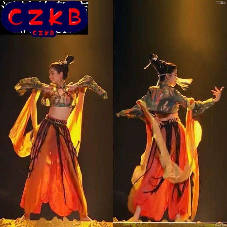 哈尼克孜同款蹈服装民族古典舞演出服敦煌飞天舞改良汉服女