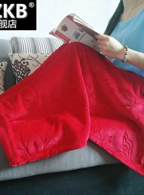 小毯子办公室空调单人儿童午睡小毛毯被子加厚红色冬季珊瑚绒盖毯