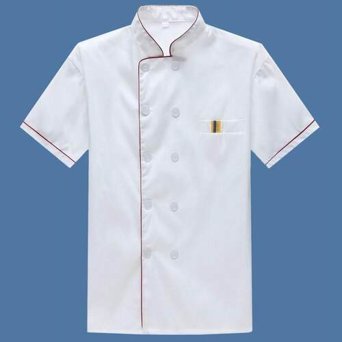 工作服衣服工装工作服房厨师透气制服长袖蓝边短白工装制服袖上班