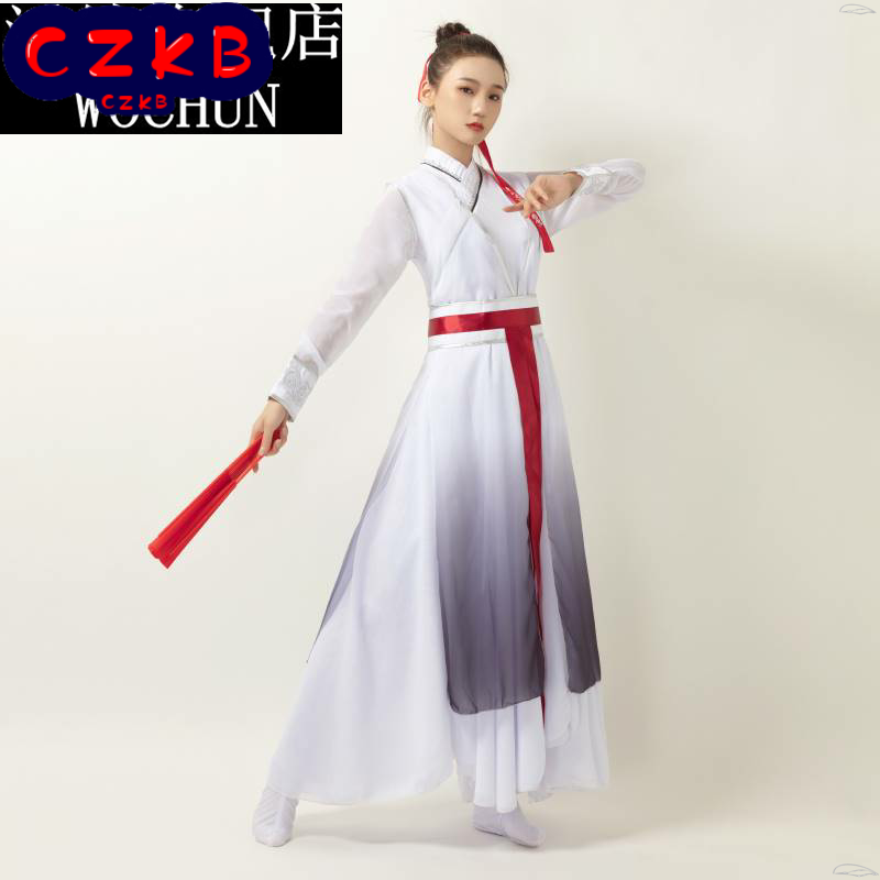 古典舞蹈服壮志少年行扇子舞飘逸中国风三字经诗朗诵服学生演出服