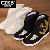 古风侠客汉服鞋 男童汉服靴子中国风复古官靴龙年刺绣老北京绣花鞋