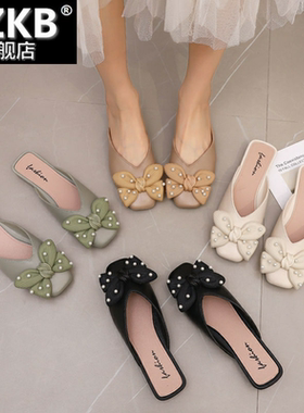 包头半拖鞋女夏季2023年新款懒人女鞋子外穿时尚网红凉拖ins潮鞋