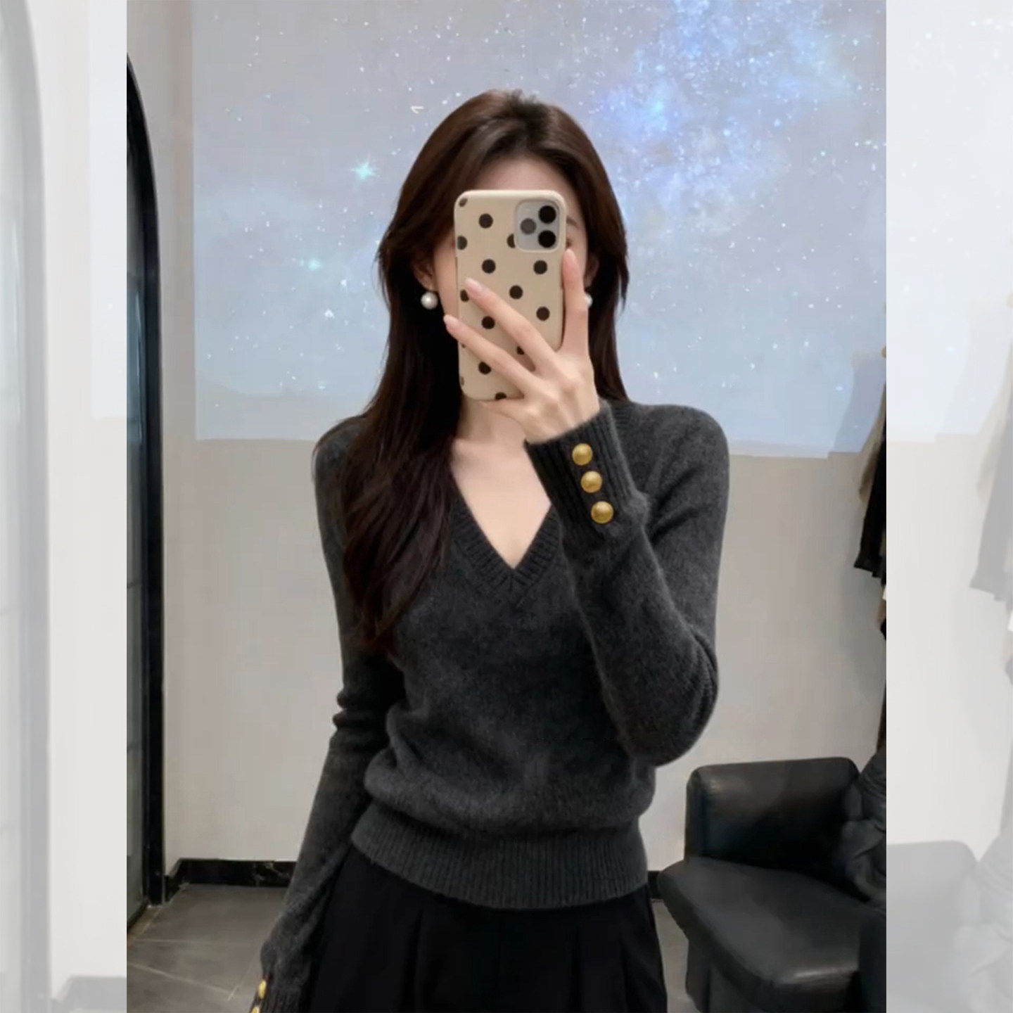 法式小香风灰色V领针织打底衫女秋冬轻奢高级感毛衣内搭气质上衣,女装/女士精品,毛针织衫,淘宝优惠券,粉丝福利购,淘宝优惠卷