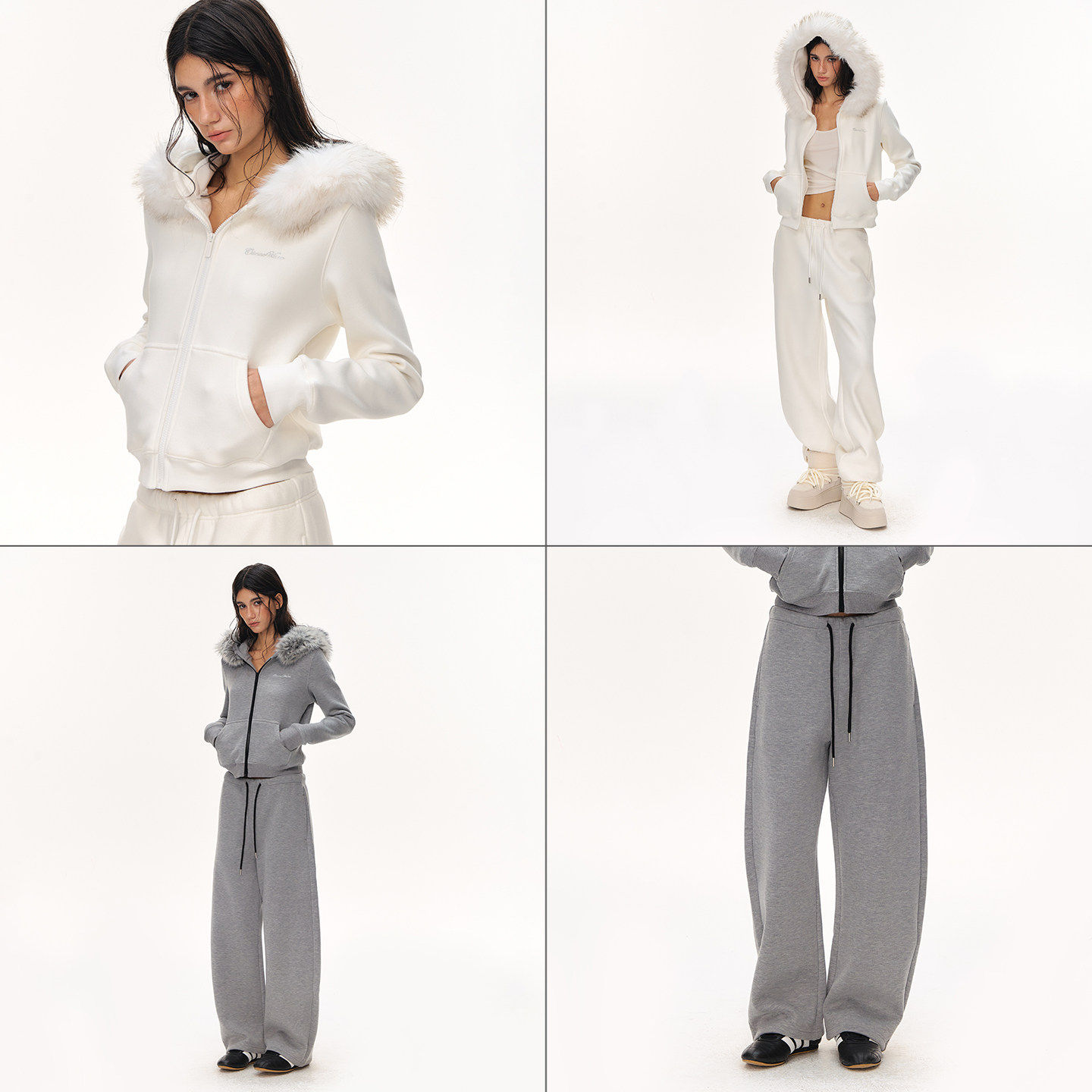 CLIMAX VISION保暖双面绒可脱卸毛领连帽开衫外套/加绒弯刀卫裤