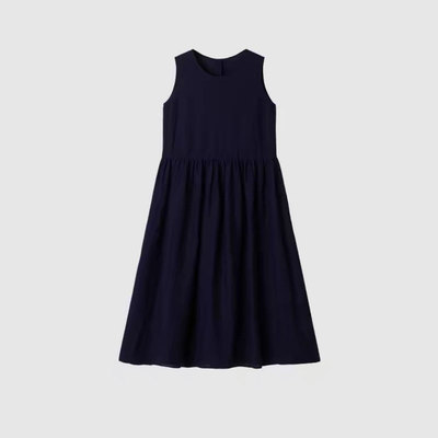 【甜甜粉丝专享】休闲亚麻平纹长款连衣裙9101