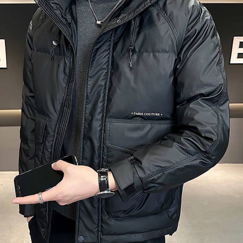 PU皮羽绒服男冬季潮牌工装潮流休闲痞帅高级感加厚白鸭绒外套冬季