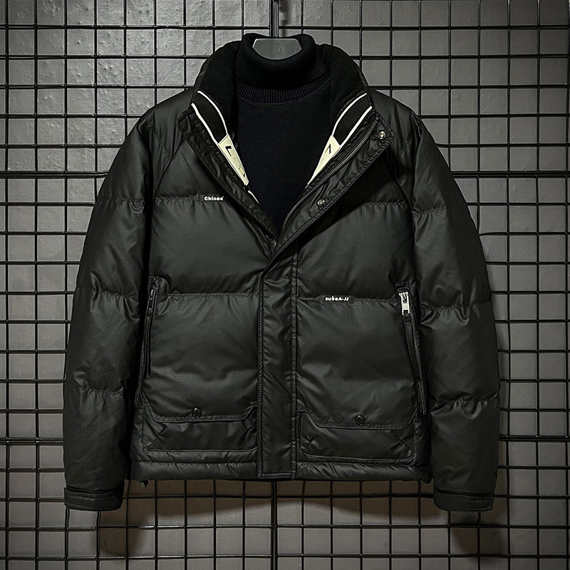 冬季立领羽绒服男士短款加厚面包服冬季新款亮面男生冬装保暖外套