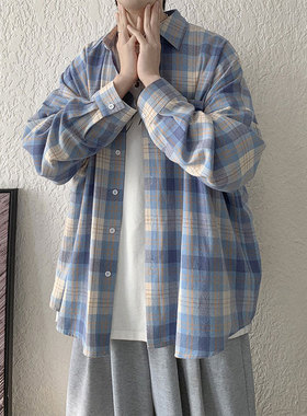 BreakFree衬衫男青少年格子多巴胺宽松长袖衬衣慵懒风情侣外套