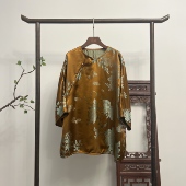 桑蚕丝宽袖 45姆米老缎新中式 上衣x70199 锦绣前程