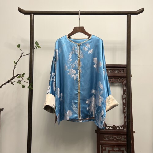 【东方禅意】45姆米老缎外套新中式桑蚕丝上衣w50200