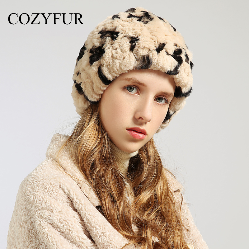 cozyfur豹纹时尚皮草真毛帽子