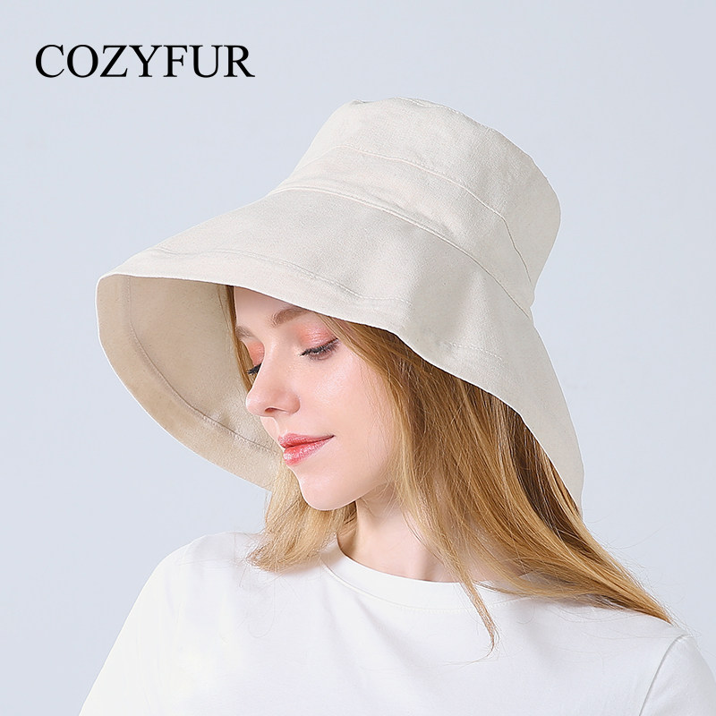 cozyfur 日本uv防晒棉麻渔夫帽女春夏韩版百搭网红ins遮阳帽子潮