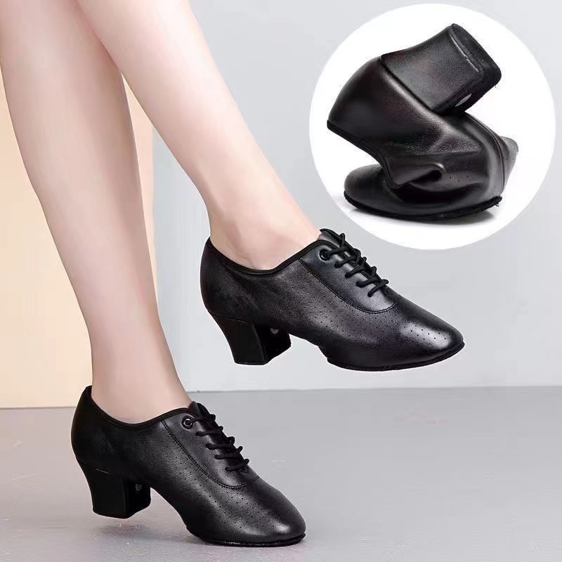 酷彩舞蹈鞋女士跳舞鞋头层牛皮