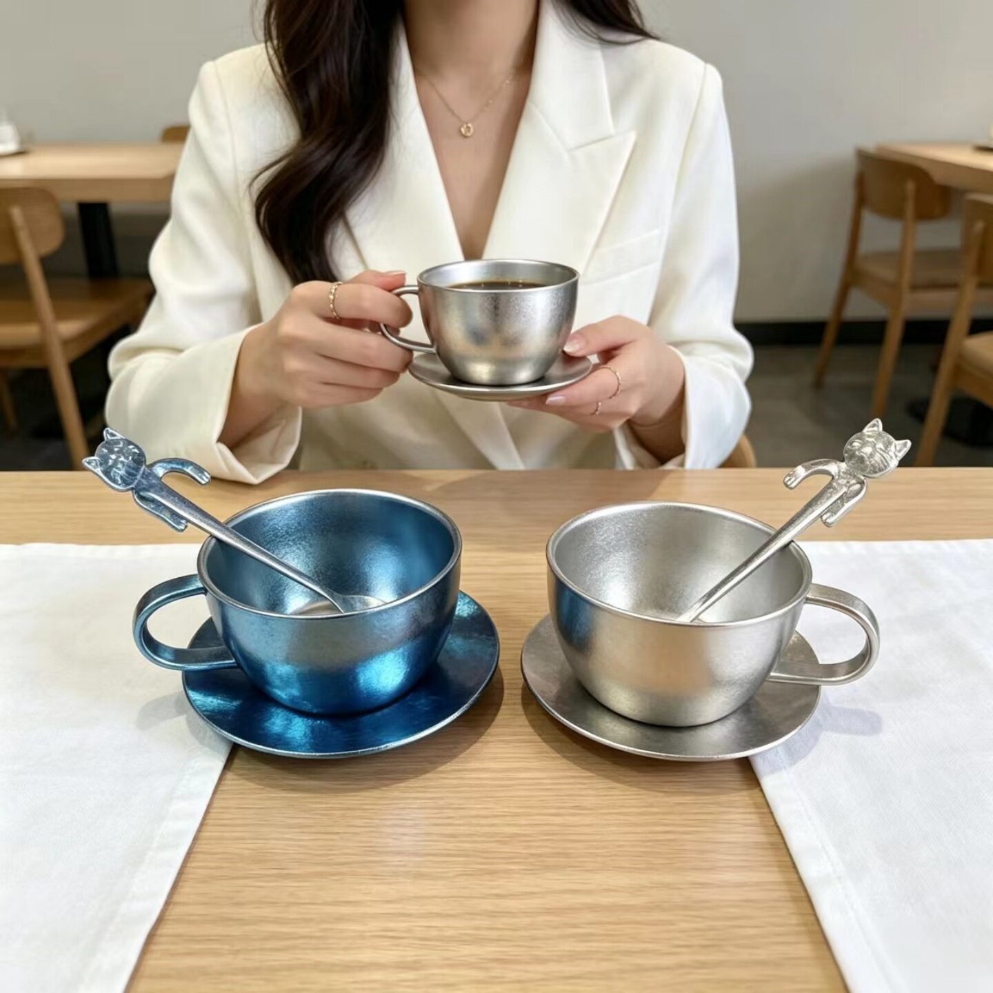 纯钛咖啡杯商务礼品刻字创意牛奶杯套装咖啡店咖啡杯情侣咖啡杯子