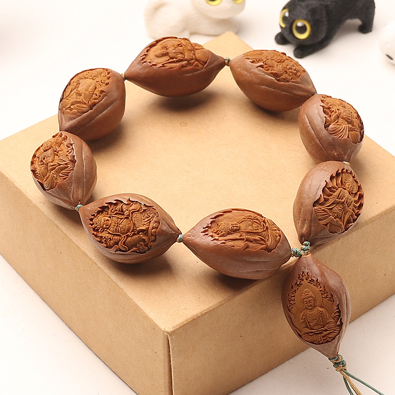 橄榄核雕刻八大守护神手串吊坠大籽十二生肖钥匙扣文玩本命佛群仙