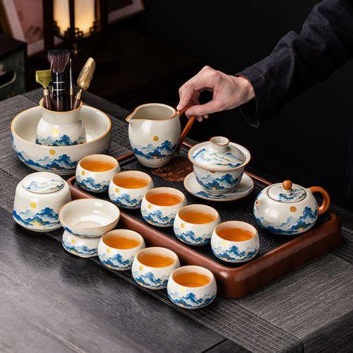 汝窑青峦沐日功夫茶具礼盒装新款
