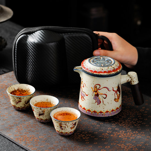 火石红茶水分离快客茶具一壶三杯