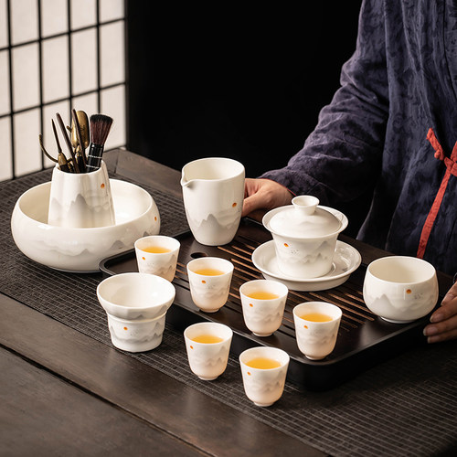 匠序羊脂玉功夫茶具套装
