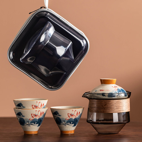 匠序旅行茶具小套装陶瓷一壶三杯