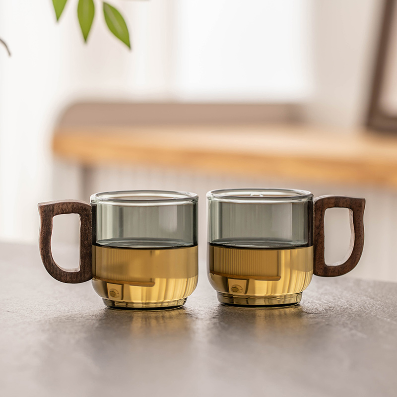 匠序胡桃木把玻璃茶杯