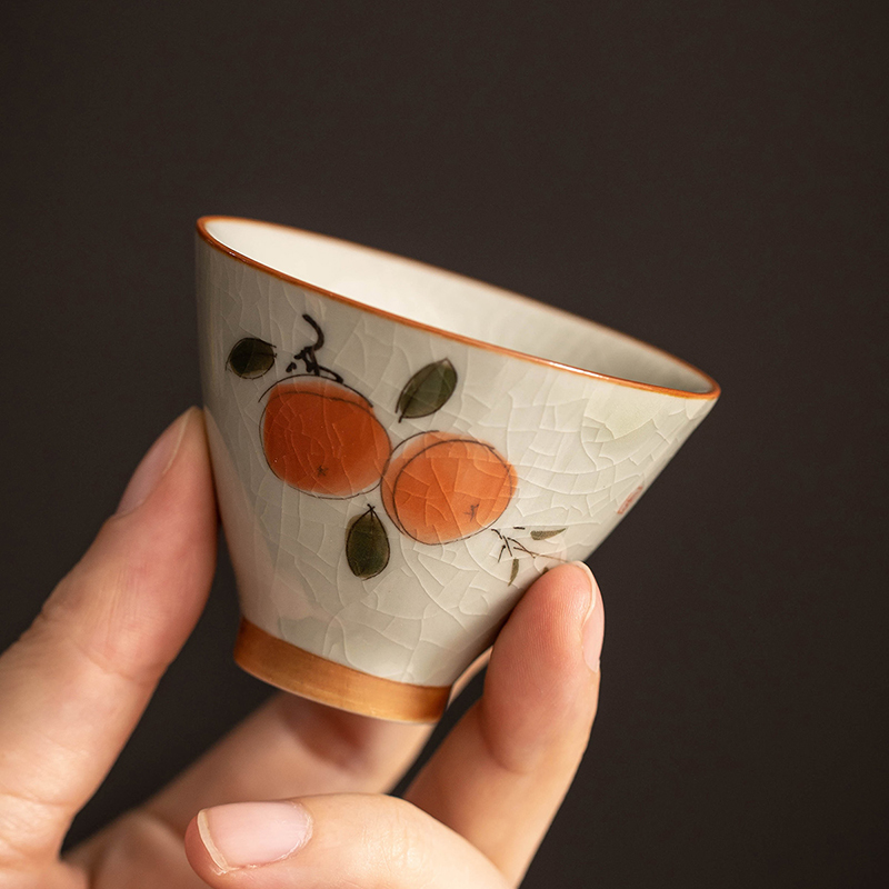 手绘茶杯陶瓷功夫茶具主人杯单杯哥窑家用不烫手品茗杯喝茶杯套装