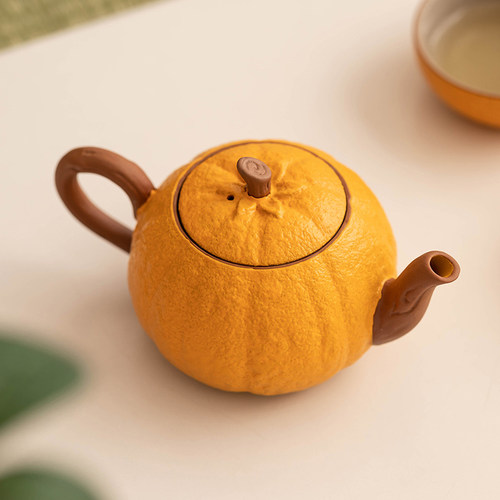 匠序新款橘子功夫茶具手工泡茶壶