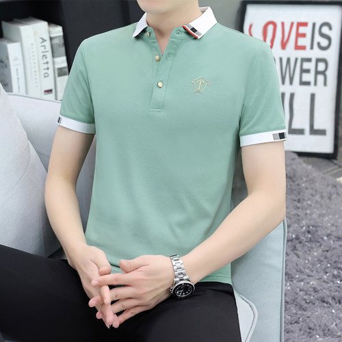 纯棉男士短袖t恤男孩polo衫翻领