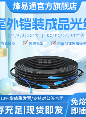 烽易通 成品光纤线 室外铠装成品光缆GYXTW国标电信级2芯4芯8芯12芯架空地埋免熔接单模户外室内外光钎跳线