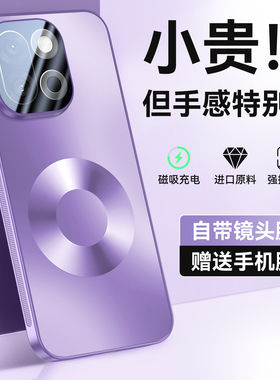 适用一加15手机壳magsafe磁吸款一加ace5Pro自带镜头膜13磨砂12防刮防摔ace3奢华ace2Pro高级感紫色男女散热
