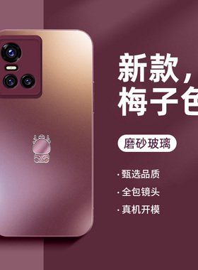 适用vivos10手机壳新款磨砂玻璃龙年限定vivos10Pro新年保护套高级感梅子色vivos9全包防摔男女简约创意个性