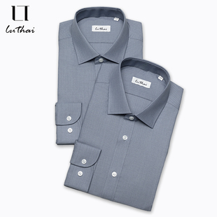 鲁泰25年秋季新款商务休闲抗皱长袖衬衫纯色中年款男士衬衣