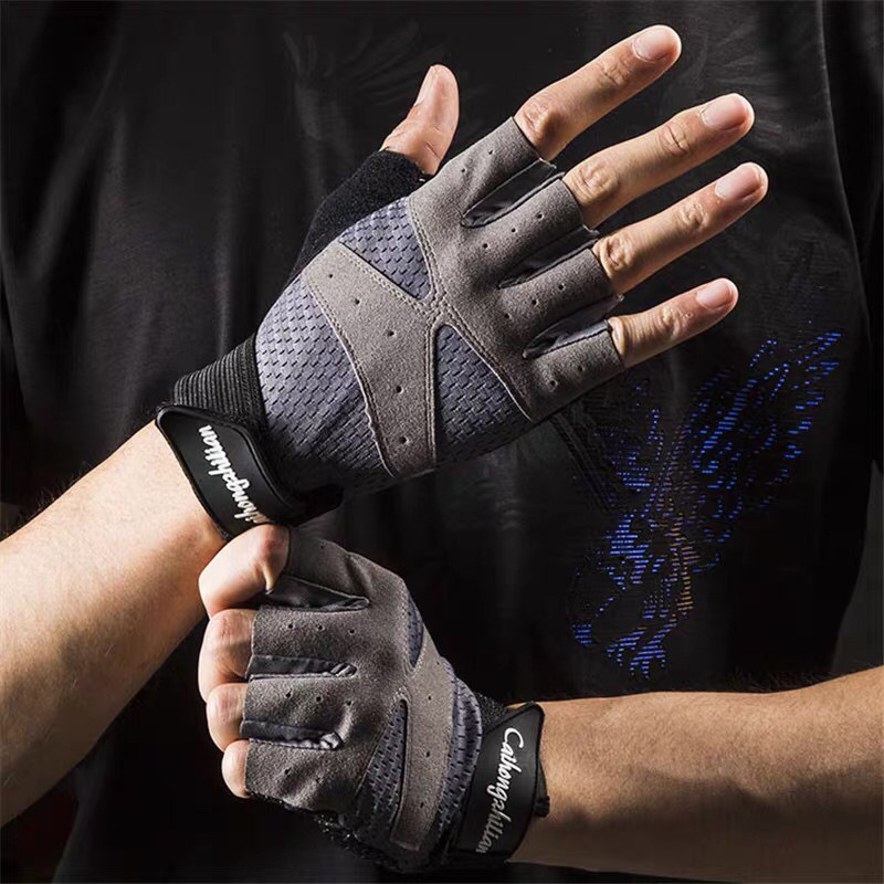 半指手套男夏季健身器械防滑露指女动感单车户外登山骑行运动手套