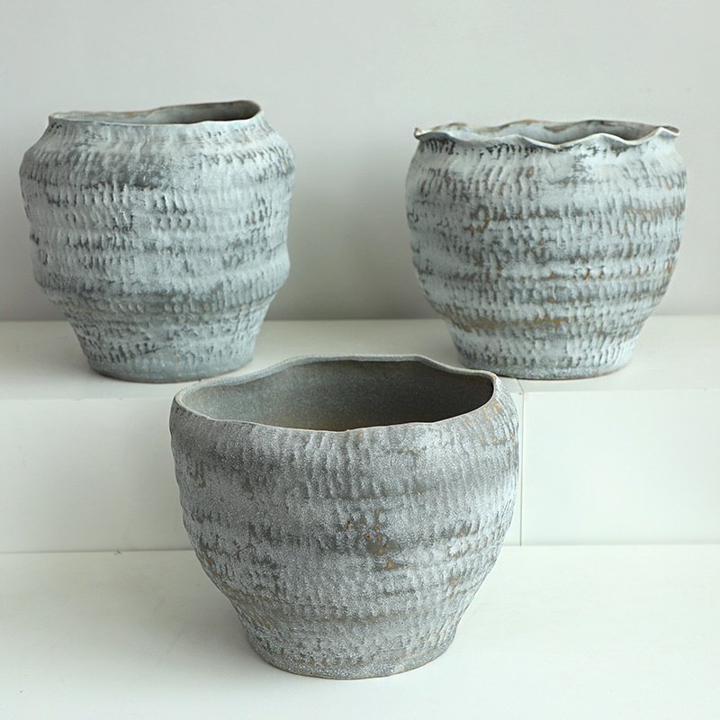 复古丹麦风陶瓷花瓶摆件客厅落地灰色侘寂风粗陶罐高级感大口花盆,橡塑材料及制品,工业陶瓷,淘宝优惠券,粉丝福利购,淘宝优惠卷