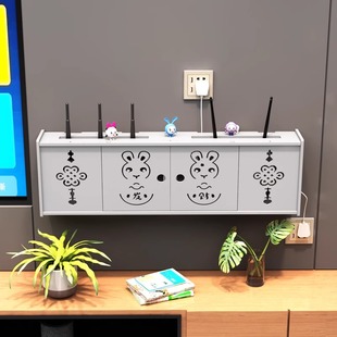 新款路由器收纳盒客厅高端挂墙光纤猫电线网线一体家用插座遮挡箱