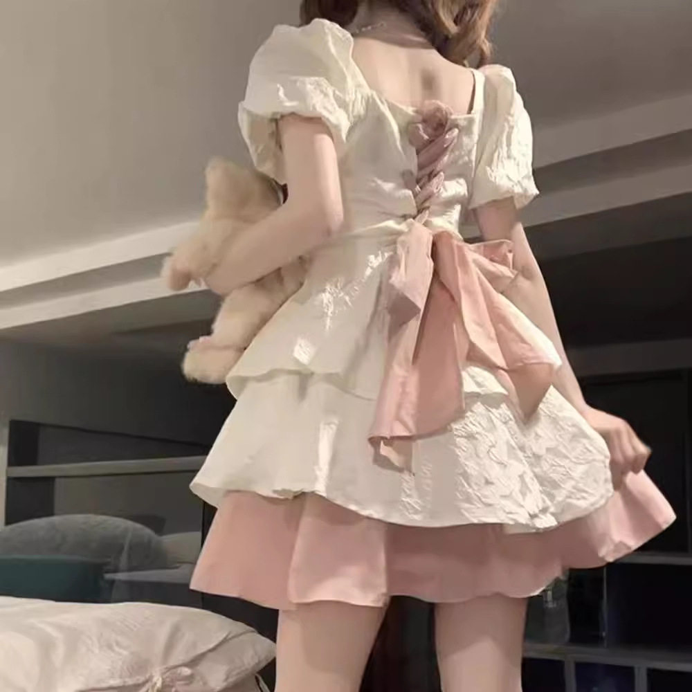 茶歇法式初恋泡泡袖连衣裙仙女超仙森系生日晚礼服公主蓬蓬裙
