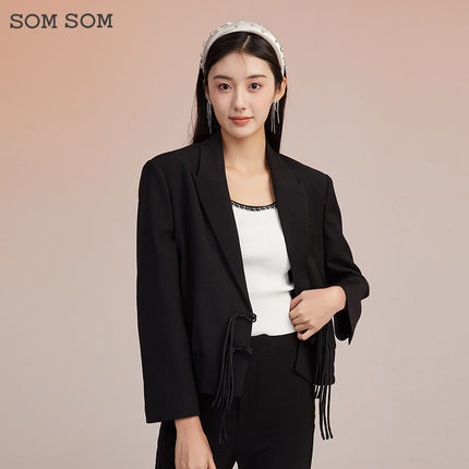 SOMSOM/索玛轻奢西装外套女春秋季设计感小众修身显瘦西服上衣女