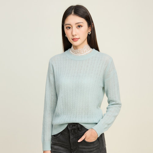 SOMSOM/索玛​冬季简约风圆领针织衫女长袖内搭上衣日常