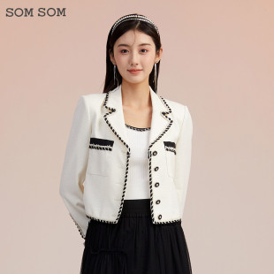 领上衣 西装 SOMSOM 索玛粗花呢小香风外套女春秋高级感小个子短款