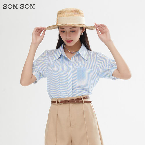 SOMSOM索玛休闲短袖衬衫