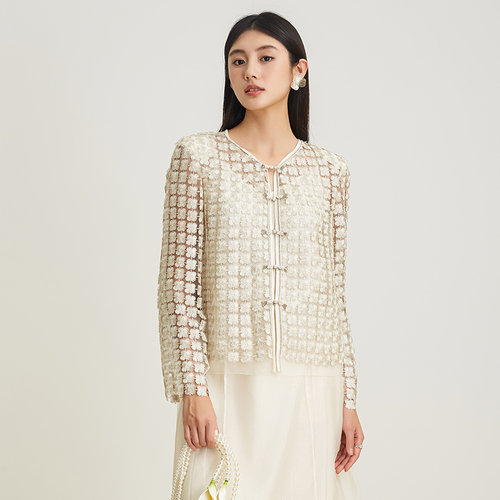 SOMSOM/索玛春季新品薄款新中式微透长袖气质外套上衣女