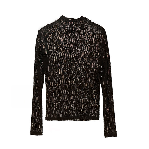 SOMSOM/索玛秋季新款轻薄微透长袖半高领打底衫上衣女